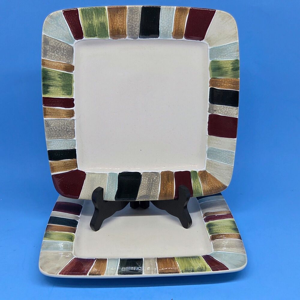 Tabletops Lifestyle Jentry Square 11" Dinner Plates Set of 2